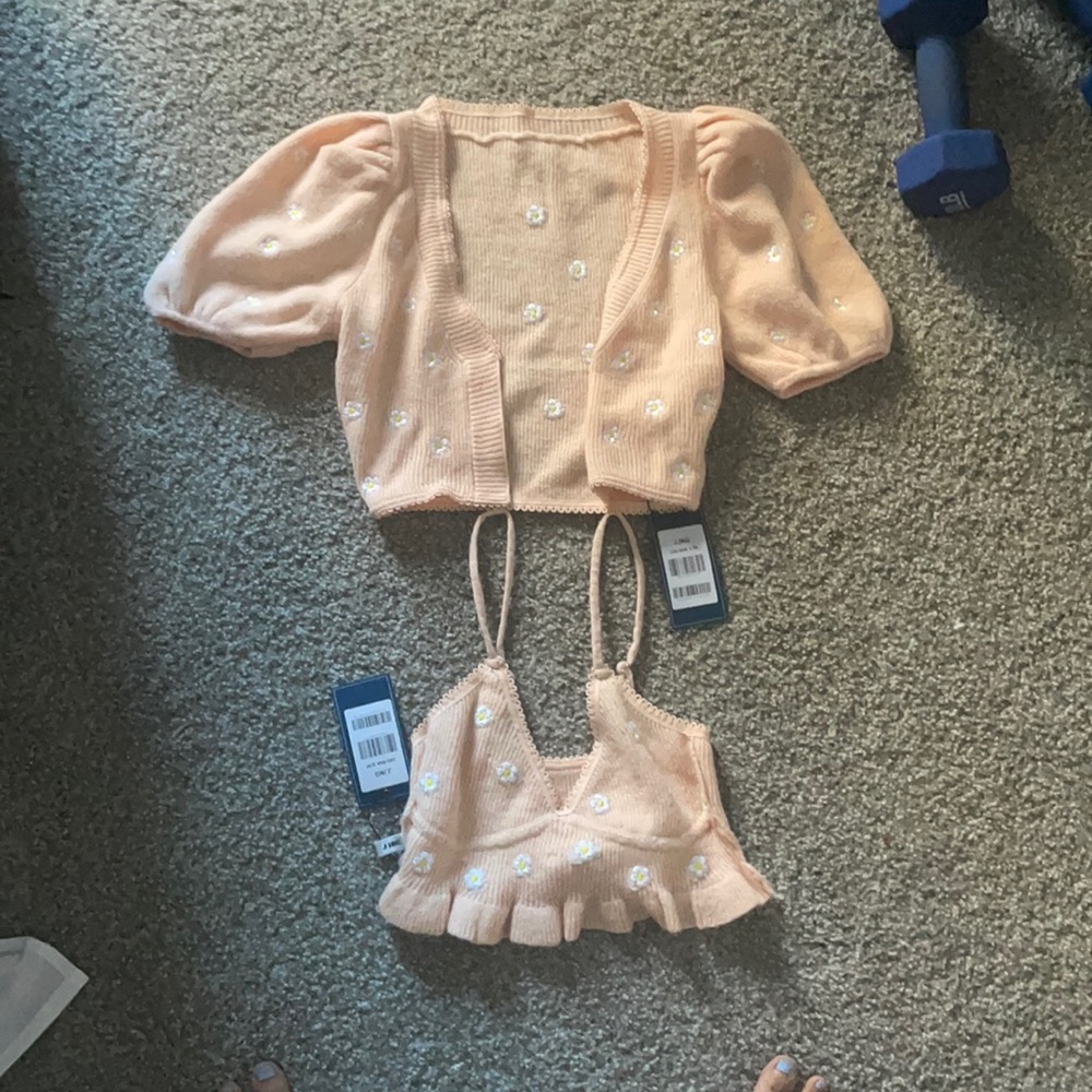 J.ing Peachy tank and matching cardigan